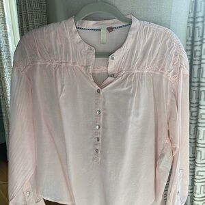 Pink Buttoned Blouse with Mandarin Collar